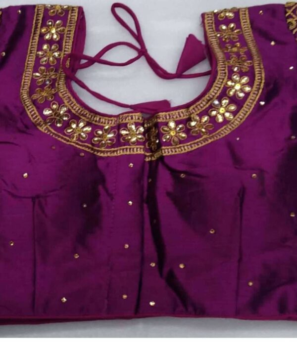 PURPLE COLOR DESIGNER BLOUSE WITH EMBROIDERY AND STONE WORK