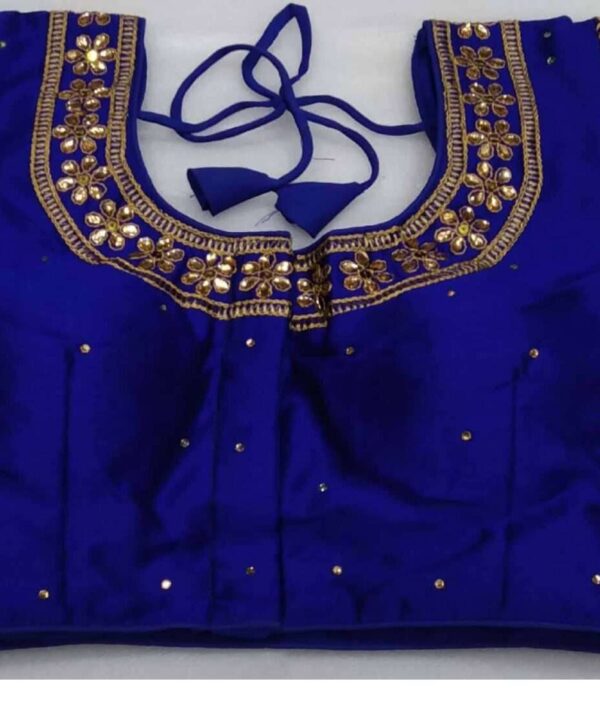 ROYAL BLUE COLOR DESIGNER BLOUSE WITH FRONT AND BACK EMBROIDERY AND STONE WORK
