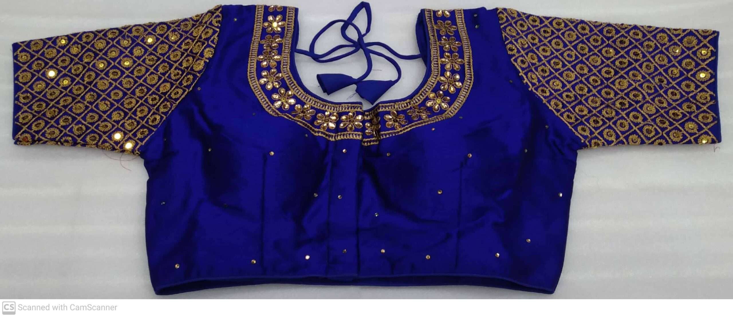 ROYAL BLUE COLOR DESIGNER BLOUSE WITH FRONT AND BACK EMBROIDERY AND STONE WORK