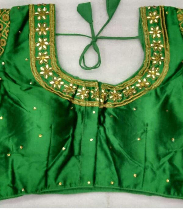 GREEN COLOR DESIGNER BLOUSE WITH FRONT AND BACK EMBROIDERY AND STONE WORK