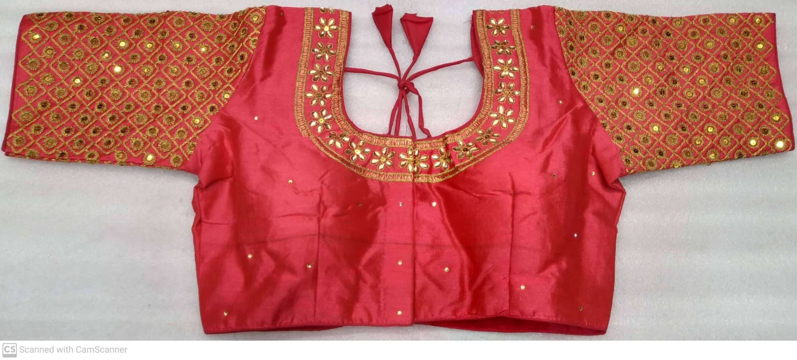 RED COLOR DESIGNER BLOUSE EMBROIDERY AND STONE WORK