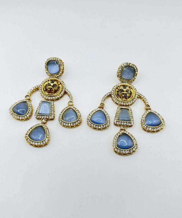 GREY COLOR BEAUTIFUL INFLUENCED DANGLE (HANGING) EARRINGS WITH MONALISA AND AD STONE.