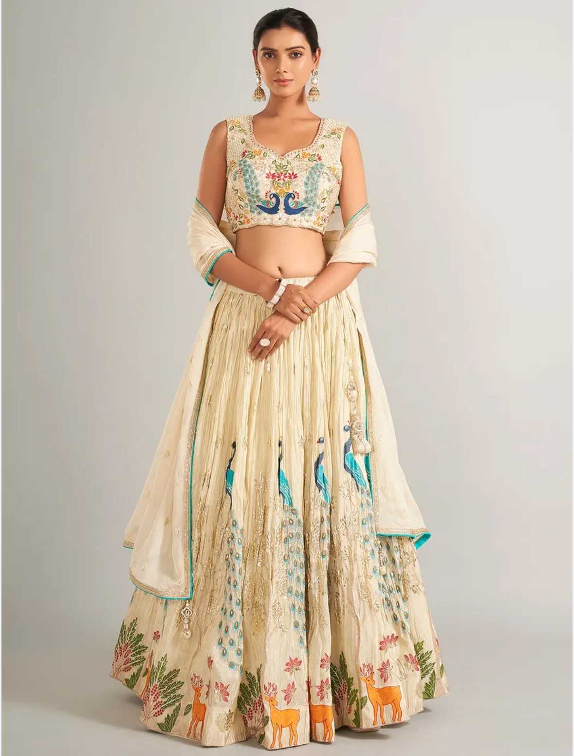 Beautiful embroidery work tissue silk fabric lehenga choli