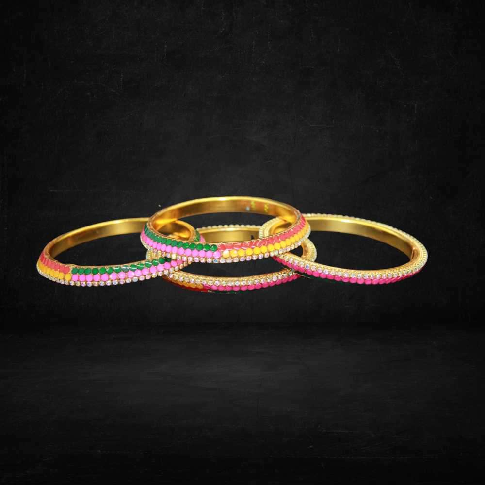 Beautiful multi color with fine and crystal stone metal bangles can be customized with velvet bangles