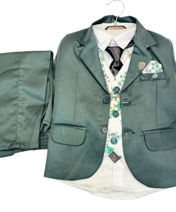 BOYS PINE GREEN COLOR 5 PIECE SUIT