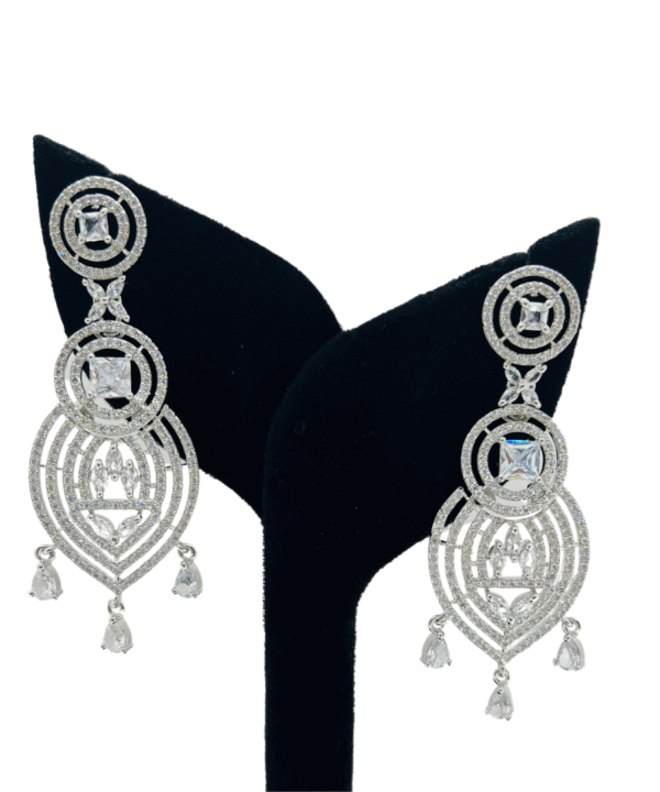 Beautiful Designer Earrings AD Silver Stones Earrings Set