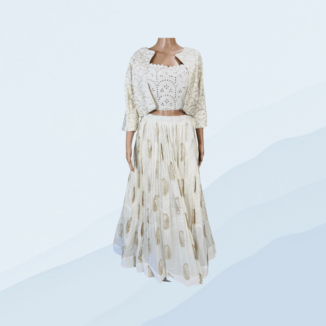 (SOLD) White Crop Top Set