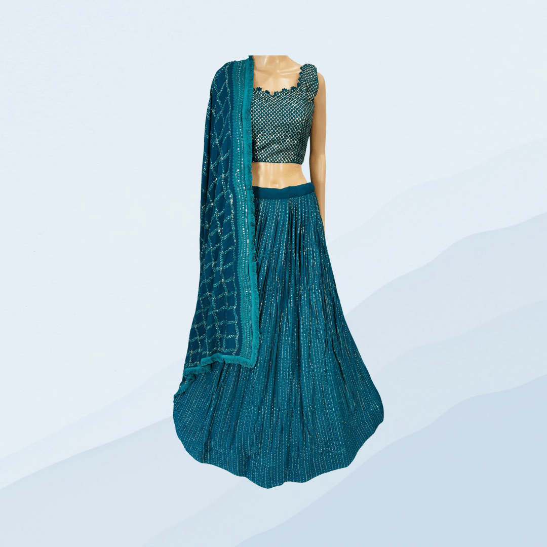 (SOLD) Embroidered Semi Stitched Crop Dress  (Green)