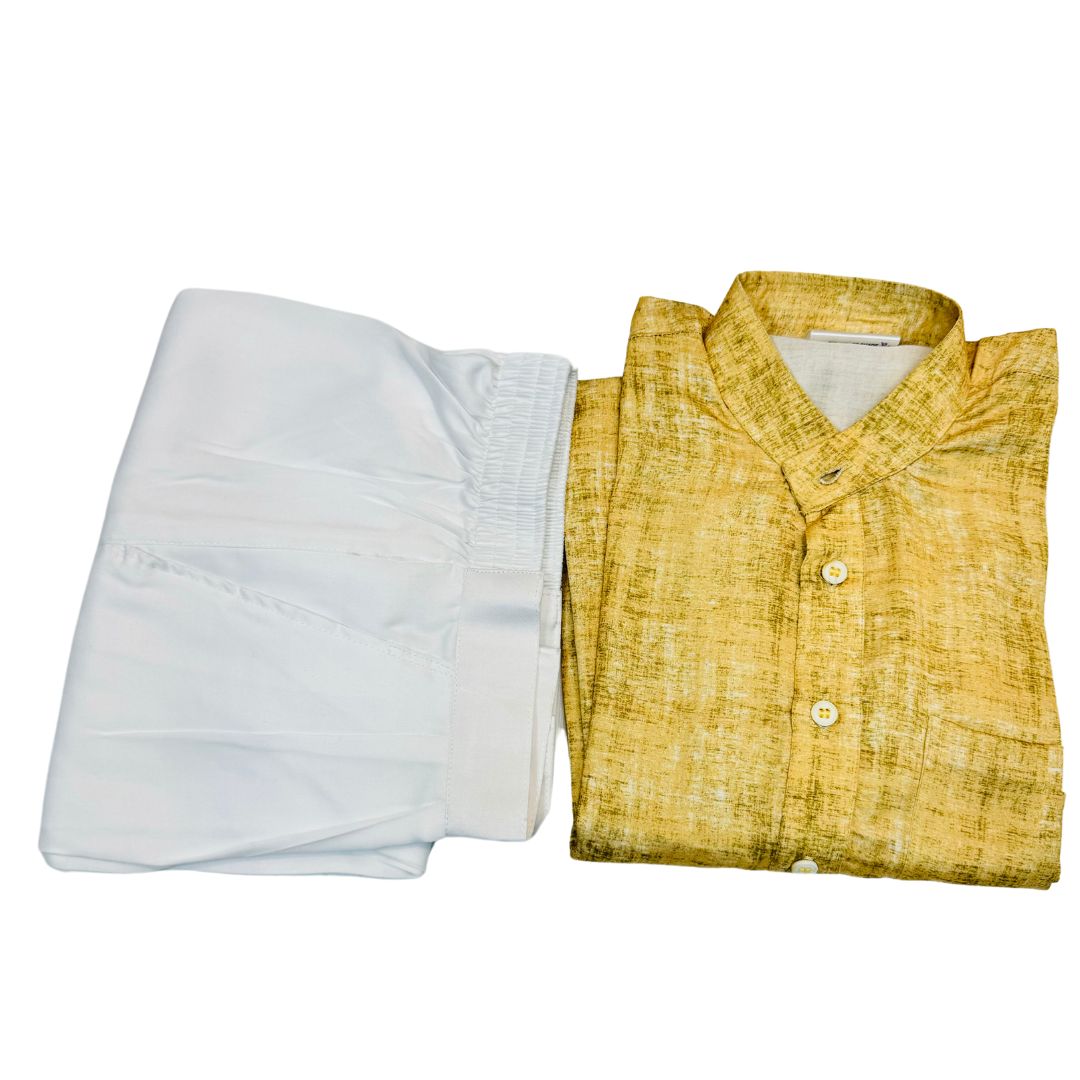 RAYON BASED FABRIC VERY SOFT OFF CREAM COLOR KURTA COMES WITH WHITE PAJAMA