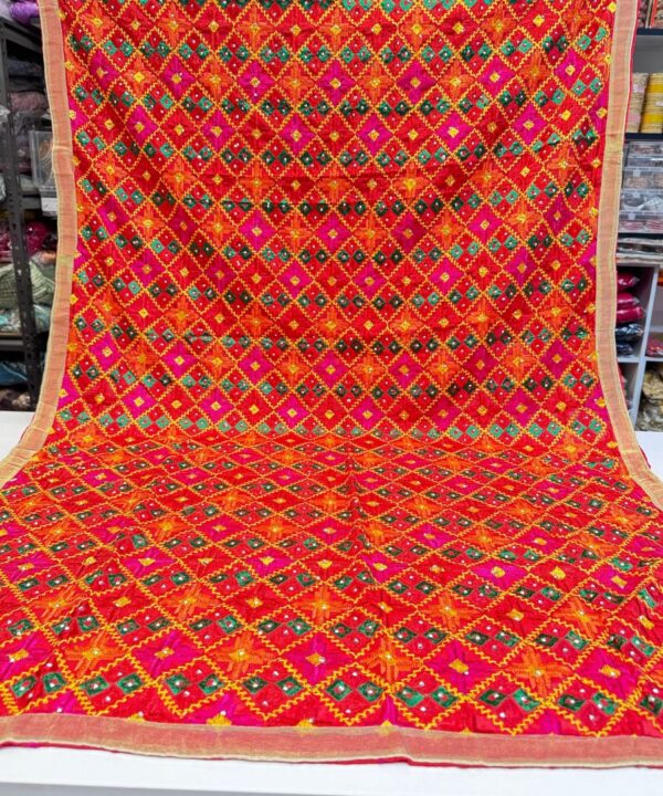Beautiful Heavy Embroidery Work Multi Color Phulkari Dupatta