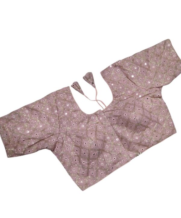 Beautiful Embroidery With Golden Thread And Mirror Work Baby Pink Peach Color Blouse
