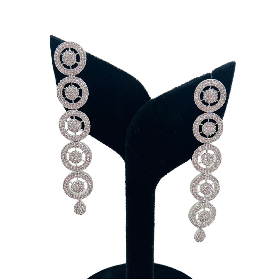 Beautiful American Diamond Rose Gold Statement Earrings
