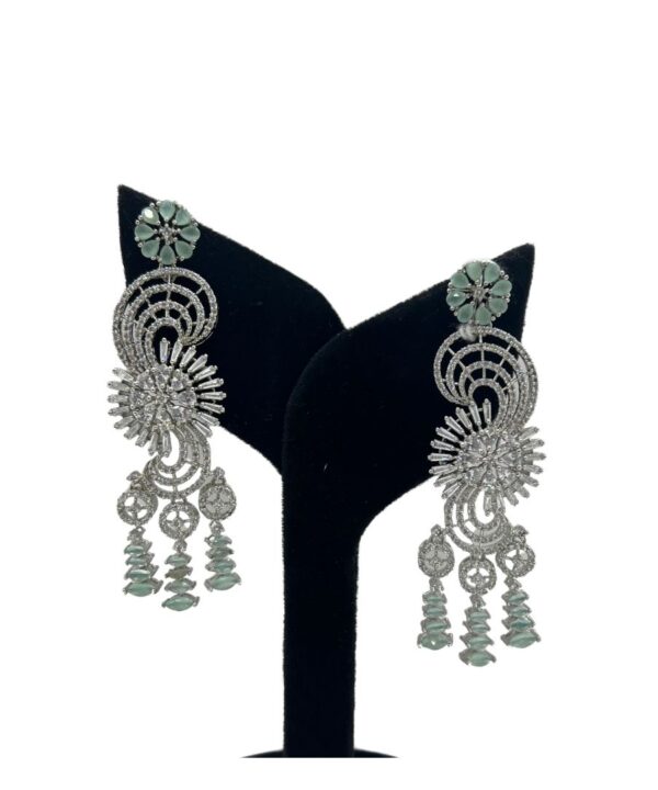 AD earrings semi precious light mint green stones