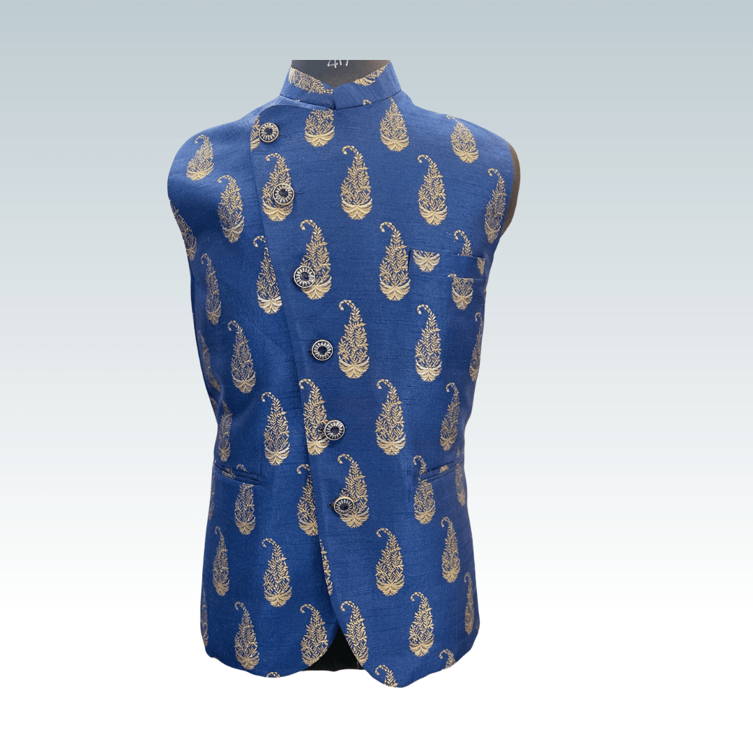 Navy Blue & Gold-Coloured Design Jacket