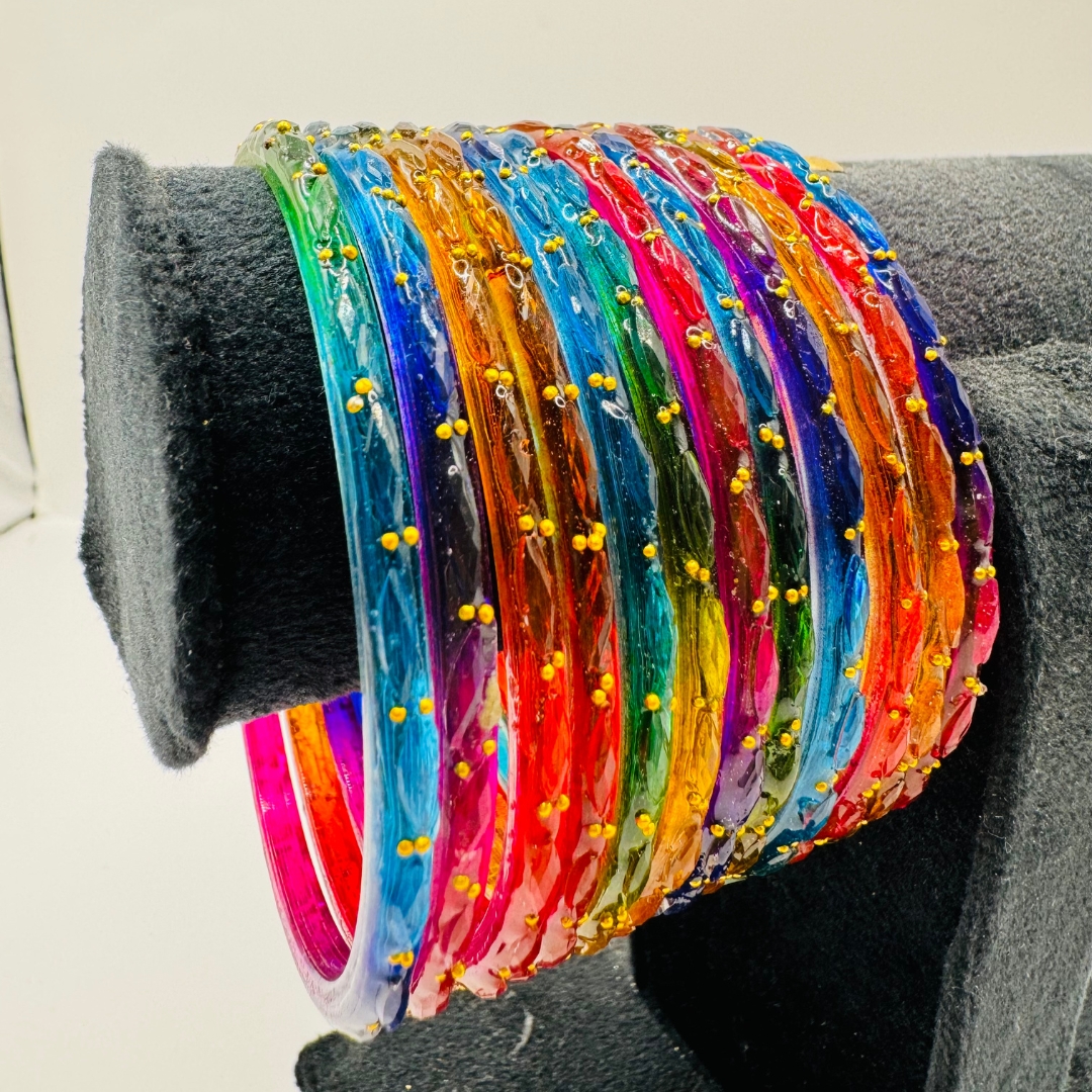 Beautiful Multi Color Glass Bangle Set (1 Dozen) Karwa Chauth Special