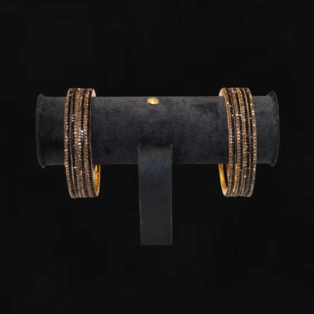 Beautiful Black and Golden Bangles with fine and crystal stone can be customized with velvet bangles