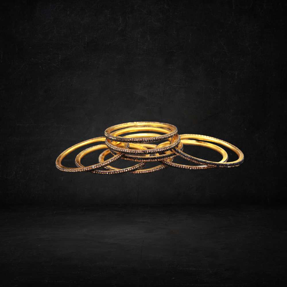 Beautiful Stylish black and golden color with fine and crystal work can be customized with velvet bangles