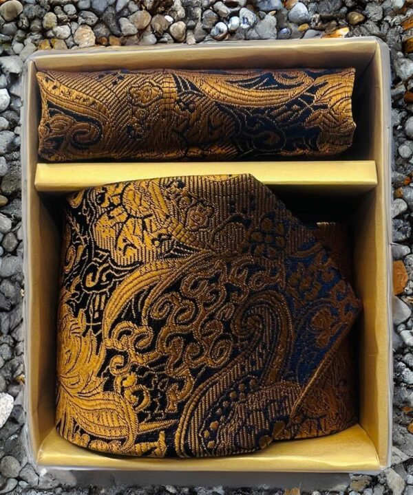 Black with Bronze Paisley Slim Tie