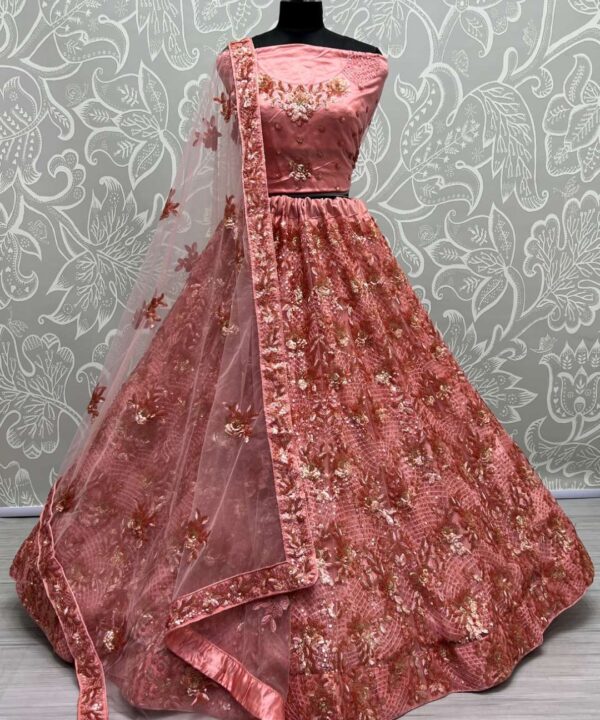 PEACH COLOR DESIGNER LEHENGA