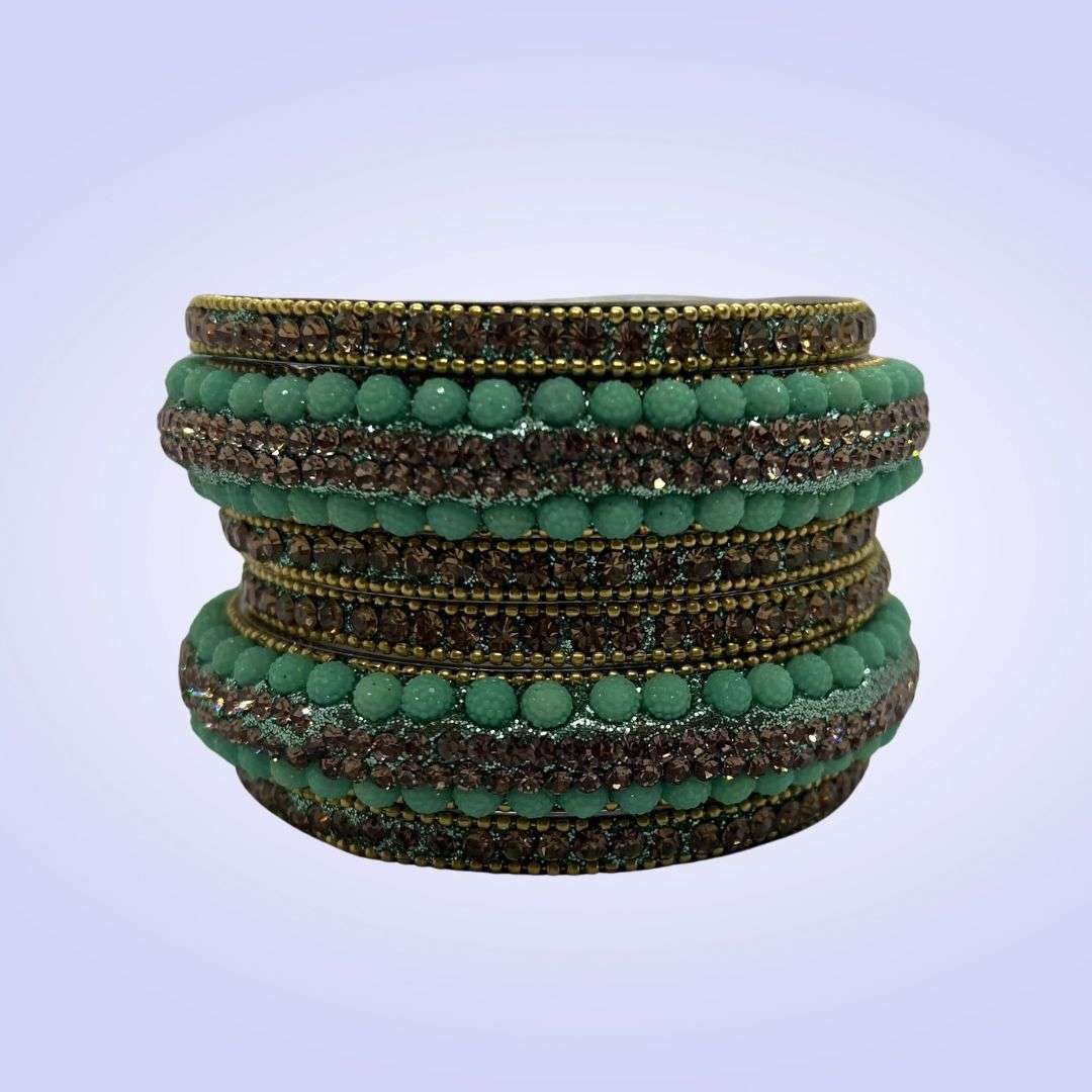 Metal Bangles set Stone Work Aqua green color for Women