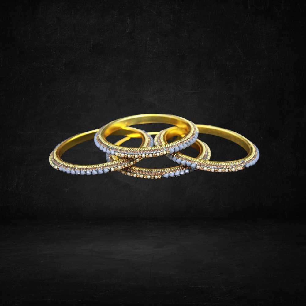 Beautiful grey color with fine and crystal stone metal bangles can be customized with velvet bangles