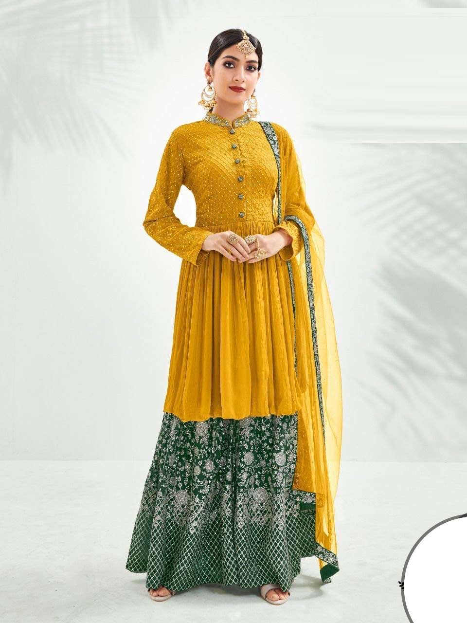 (SOLD) Beautiful Designer Sharara Plazzo Suits Ready to wear Pakistani Indian Wedding Party Wear Embroidery work Stylish Salwar Kameez Dupatta Set