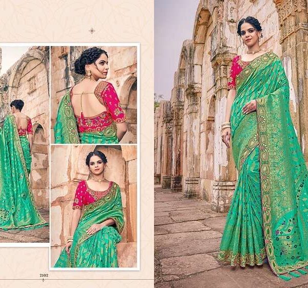 Red and green Saree