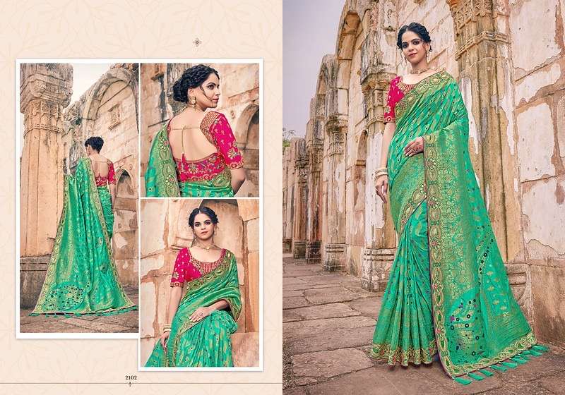 Red and green Saree