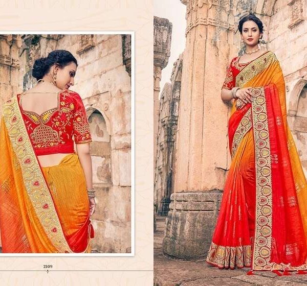 Red and orange saree