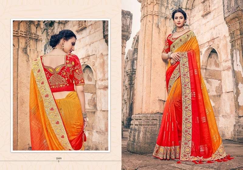 Red and orange saree