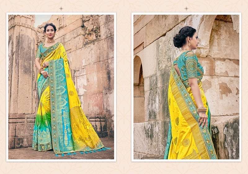 (SOLD) beautiful yellow and green saree