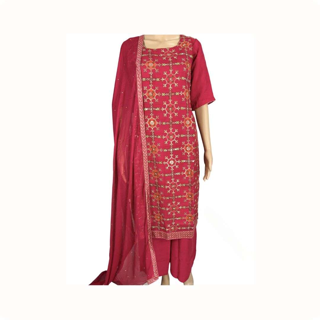 Maroon Printed Soft Silk Kameez For Women