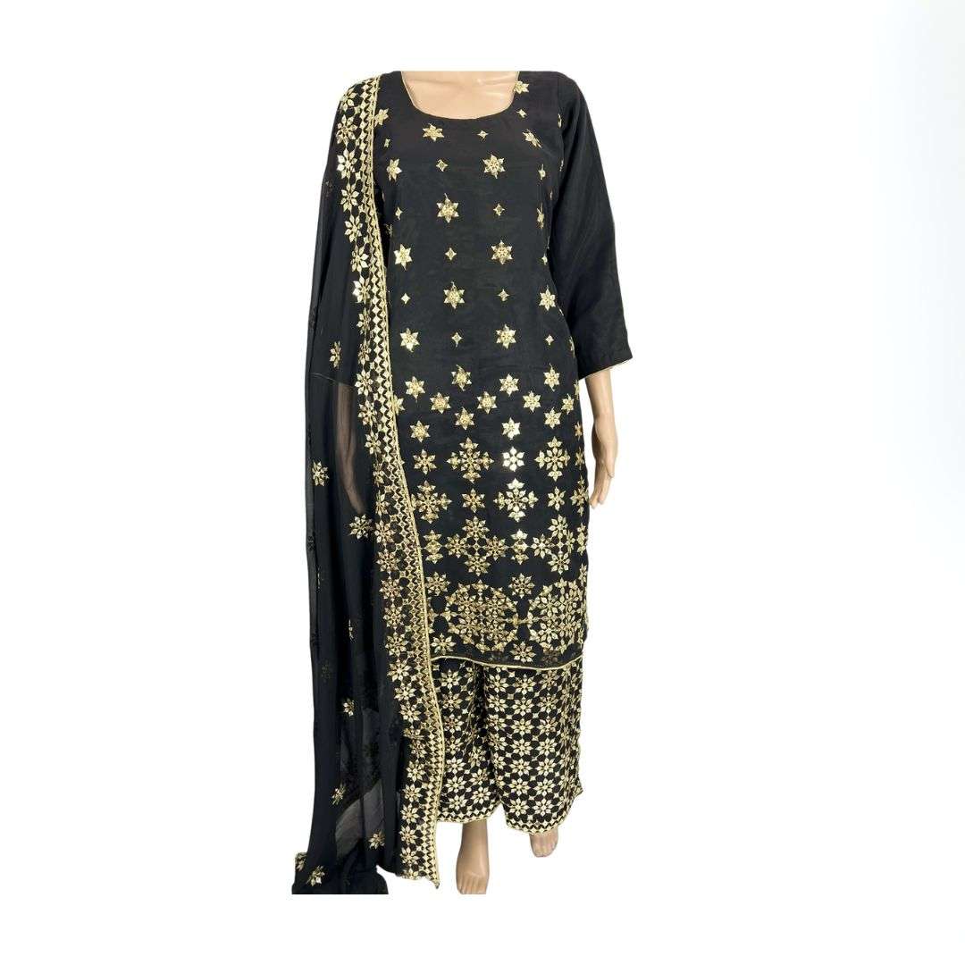 Georgette Fabric With Heavy Embroidery Work Sharara Suit Comes With Georgette Dupatta Embroidery Work Size 42 - 44