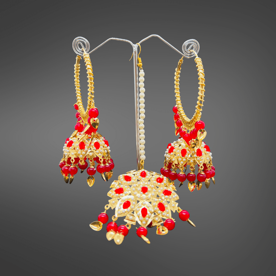 Red Gold Plated Ruby Earrings