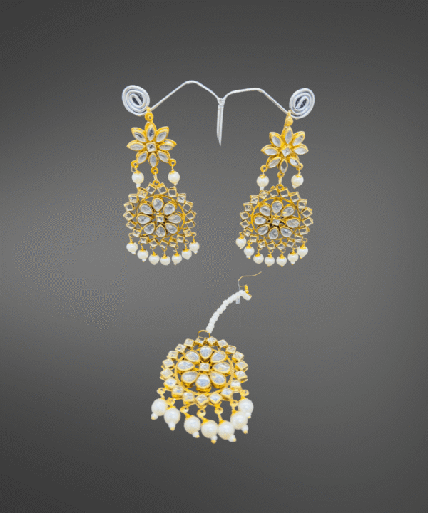 Gold Plated Traditional Kundan and Pearl Earrings